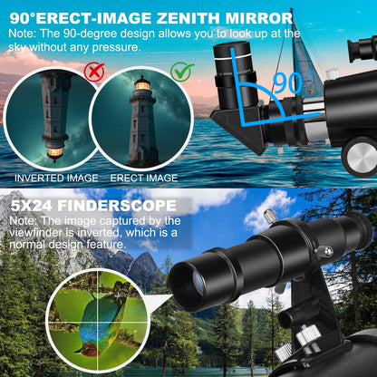 Telescope for Adults, Professional High Powered 90mm Aperture 800mm Refractor Telescopes for Astronomy Beginners with AZ Mount Tripod & Phone Adapter