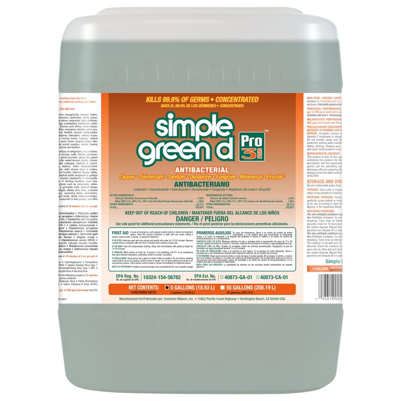 Simple Green d Pro 3 Plus Antibacterial Concentrate 5 Gallon