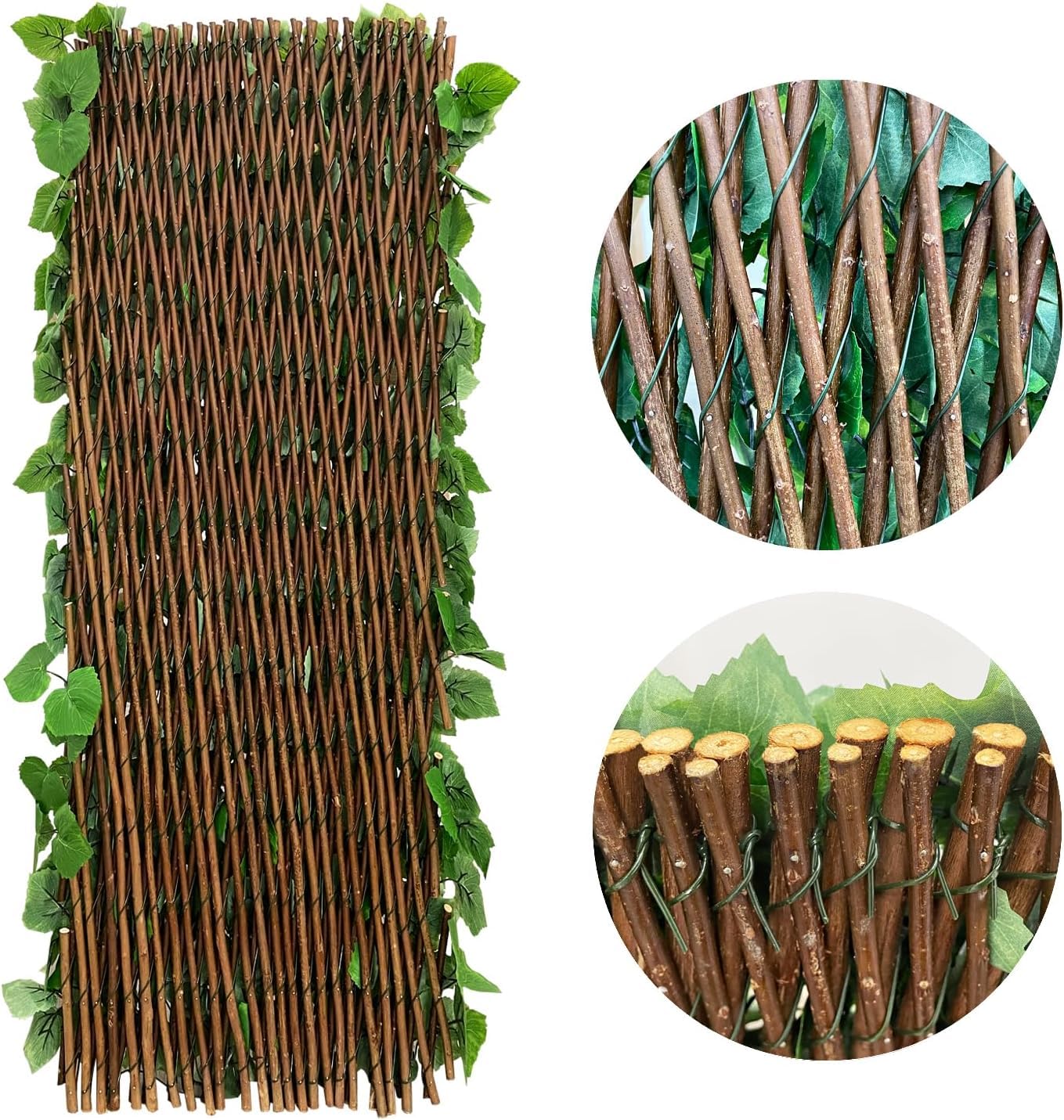 Expandable Fence Privacy Screen for Balcony Patio Outdoor,Decorative Faux Ivy Fencing Panel,Artificial Hedges