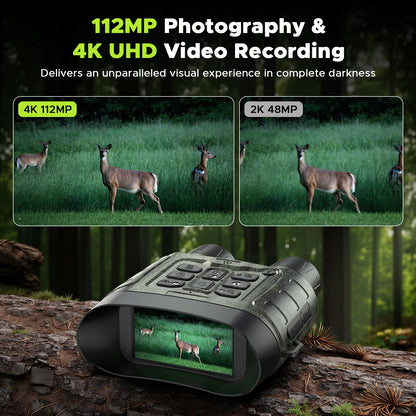 Night Vision Goggles, 112 MP 4K Night Vision Binoculars for Adults, 12X Zoom & 5000mAh Battery, 64GB Card Included, Infrared Binoculars Night Vision, Tech Gadgets Telescope for Bird Watching