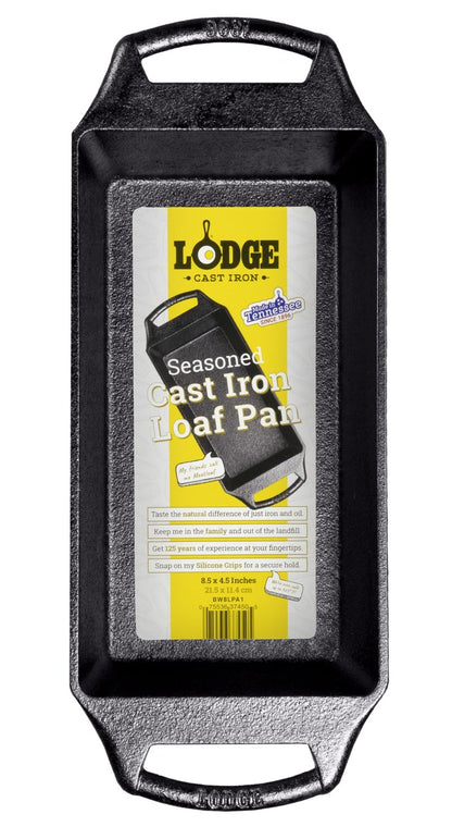 Lodge Seasoned Cast Iron Loaf Pan 8.5 Inches - Pre-Seasoned Rectangular Cast Iron Bakeware- Even Browning Bread Pan with Easy-Release Finish - PFAS-Free Non-Toxic Cookware