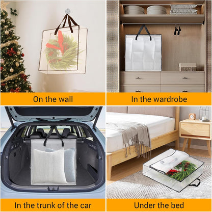 Skiennix Wreath Storage Bag - 26 Inch, 95L Container for Spring & Holiday Decorations | 4-Pack