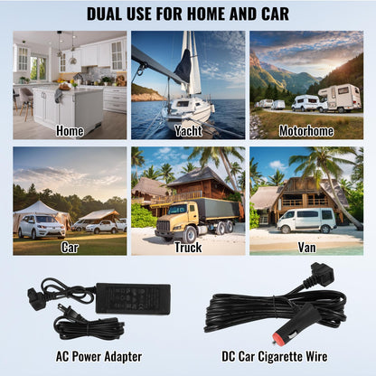 VEVOR 12 Volt Car Refrigerator Fridge, 70Liter(74qt) Single Zone Portable Freezer, -4℉-68℉ Adjustable Range, 12/24V DC and 100-240V AC Compressor Cooler for Outdoor, Camping, RV, Silver