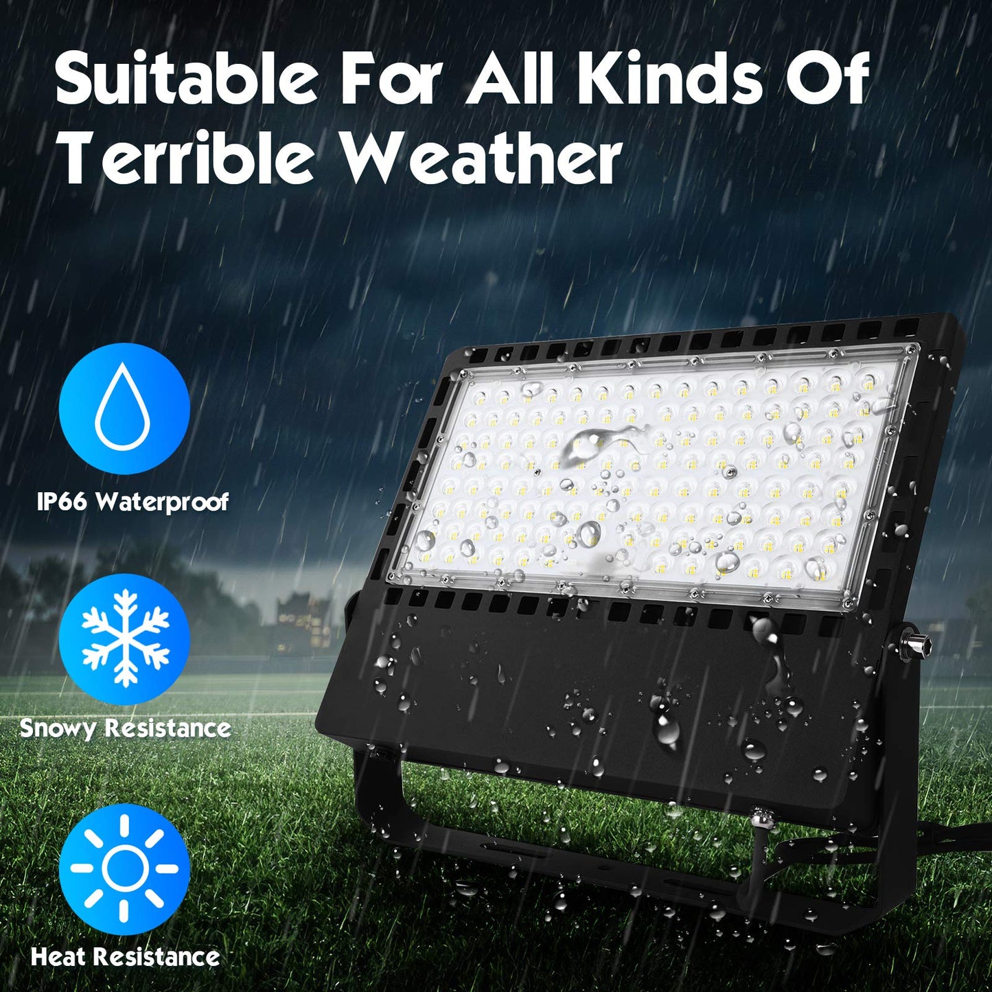 ILLSTAR 300W LED Stadium Lights,45000LM Super Bright LED Flood Light Outdoor for Arena,Backyard, Parking lot etc,100-277V Input,ETL Certification IP66 Waterproof