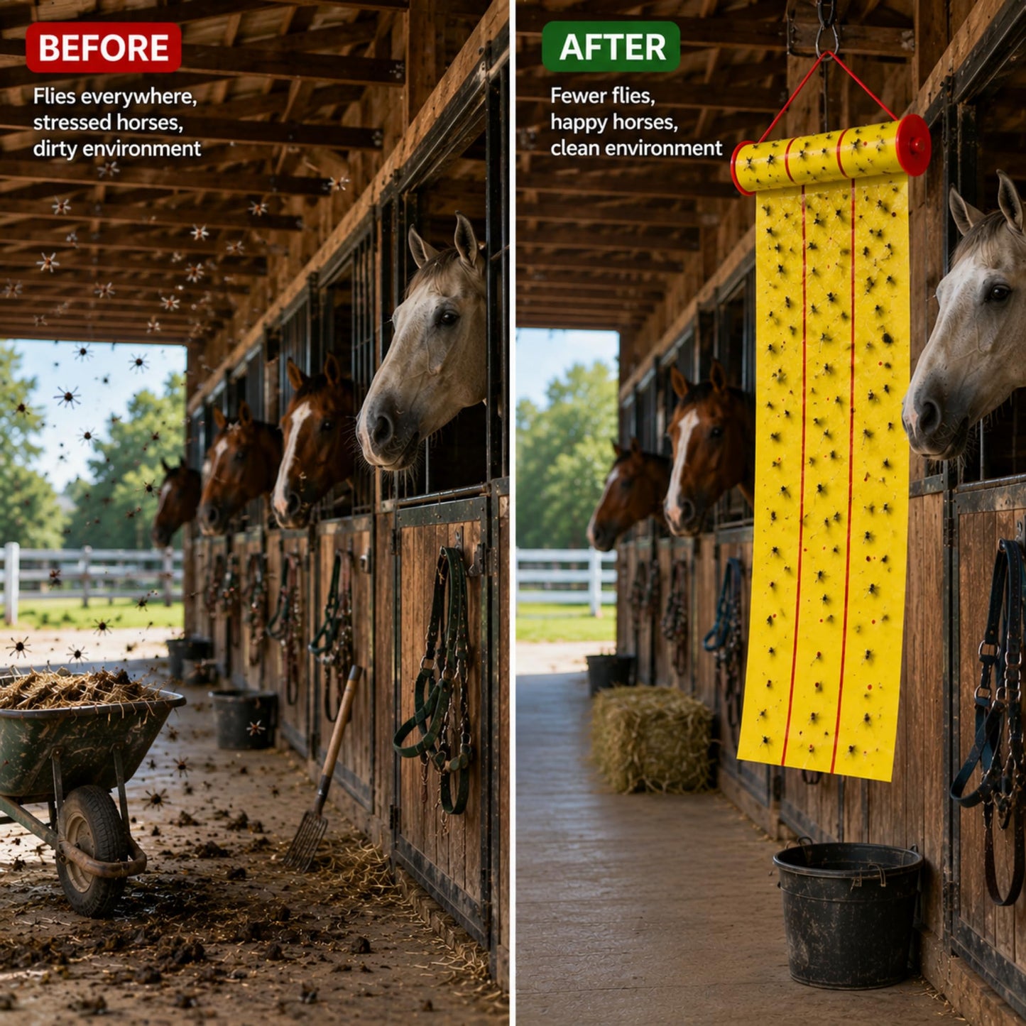 Qualirey Giant Sticky Fly Traps, Fly Strips for Indoor Outdoor Hanging Flying Tapes Non Toxic Ribbon Fruit Gnat Killer for Mosquito Plants House Horse Stable(442.95ft,Yellow,15 Pcs)