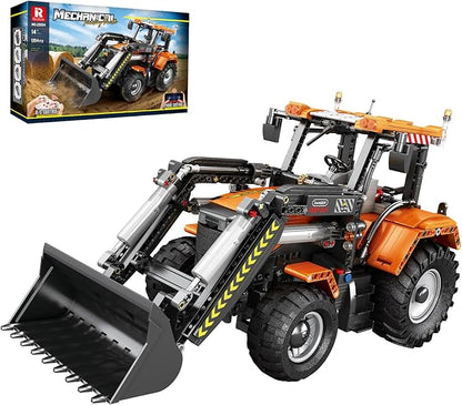 Reobrix Loading Tractor Building Blocks Sets for Adults Remote Control Bulldozer Building Model Kit Excavator Engineering Building Toys for Adult (22024)