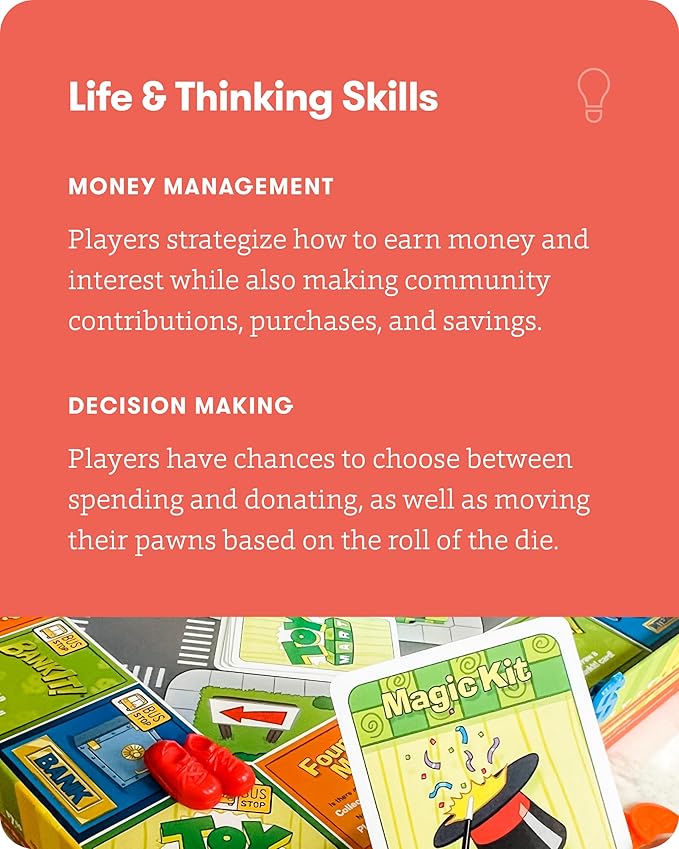 SimplyFun BankIt! - Money Game for Kids - Learn to Save Spend Donate Earn Bank Interest and More - Game for Kids Ages 8 and Up 1 to 4 Players