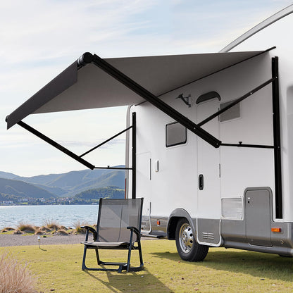 VEVOR Motorized RV Awning Complete Kit, 18' Retractable Awning with Aluminum Alloy Frame, Outdoor Trailer Awning, Fit for Most RVs(Black Fade)