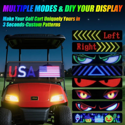 TOBWOLF Golf Cart Devil Eyes Light Sign, 23x5in Programmable Flexible Screen for Windshield with App Control, DIY Pattern Soft Screen LED Lights for Golf Car Trucks Festivals Decor