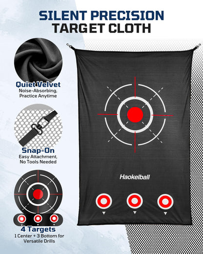 Haokelball Golf Hitting Net for Backyard, 10x8ft Driving Real Balls Practice Nets for Indoor Outdoor Use, Heavy Duty Netting with Side Barriers, Impact Target Cloth and Carry Bag