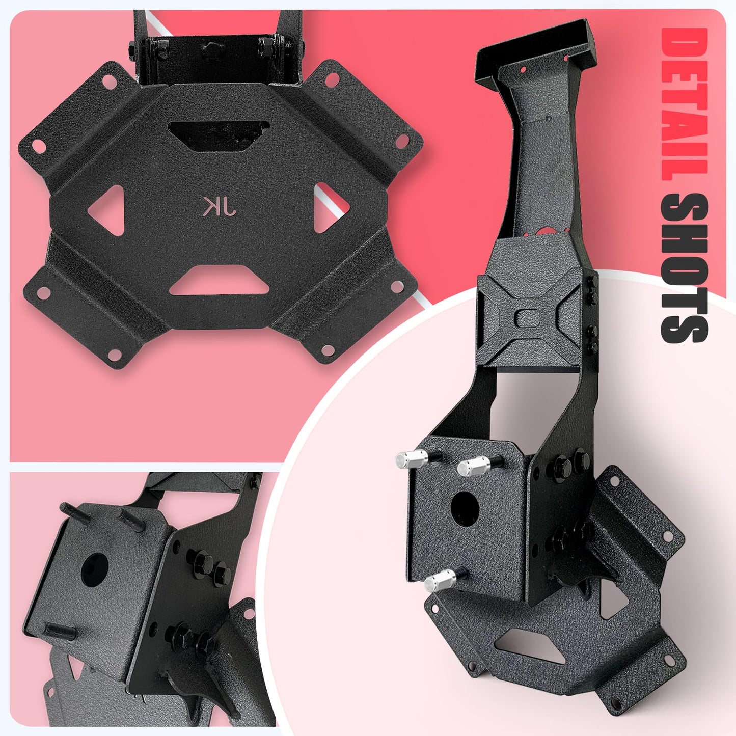 KLYONA for JK up to 37" Spare Tire Carrier with Third Brake Light Bracket Compatible with 2007 2008 2009 2010 2011 2012 2013 2014 2015 2016 2017 2018 Jeep Wrangler JK JKU Width-Adjustable Tire Lift