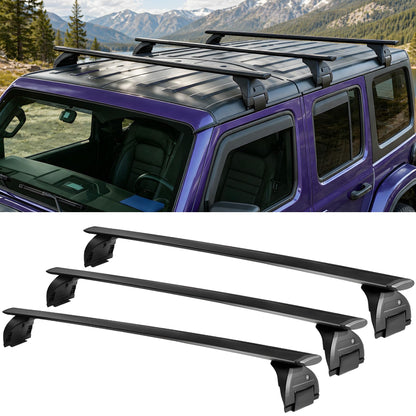 Snailfly 3PCS Roof Rack Cross Bars Fit for Jeep Wrangler JK JL Gladiator JT 2007-2026 Hard Top, 350lbs Lockable CrossBars Cargo Carrier, Rooftop Accessories for Tent Bike Kayak Skis