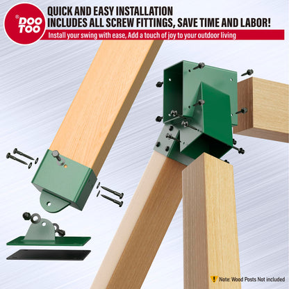 DooToo Swing Bracket Kit, Stainless Steel 2-Pack A Frame Swing Brackets and 4-Pack Adjustable Swing Set Brackets,for Outdoor & Backyard (Green)