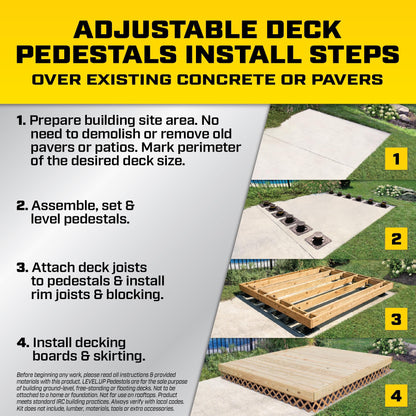 Bison Level.Up System Adjustable Deck Pedestal Joist Support Kit, 12-Pedestal Kit (7079806002)