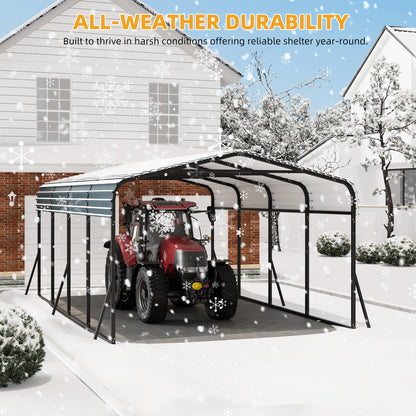 CABIHOME 10x20Ft Metal Carport Kits, Heavy Duty Carport with Galvanized Steel Roof, Reinforced Frame, Car Shelter for All-Weather Use, Outdoor Car Port Tent for Cars, Trucks, Boats, Tractors & RVs