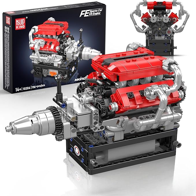 Mould King 10204 V8 Engine Model that Works MOC Ideas Mini V8 Engine Model Kit for Display STEM Building Project for Teens 14+(750 PCS)