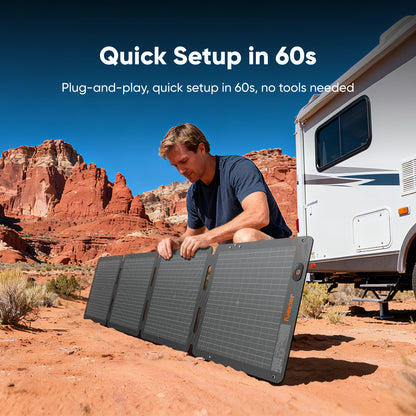 Jackery SolarSaga 100W Air Solar Panel, 23% Conversion Efficiency Bifacial Panels, IP65 Waterproof, Foldable and Portable Solar Charger for Power Stations, RVs, Camping, Off-Grid Life, and PV Charging