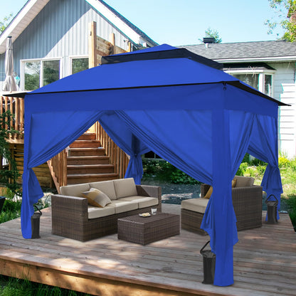 COOS BAY 11x11 Pop Up Gazebo with 4 Sidewalls, Instant Outdoor Canopy Tent with UPF 50+ UV Protection, Water Resistant Shelter with Carry Bag, Stakes & Ropes, Blue