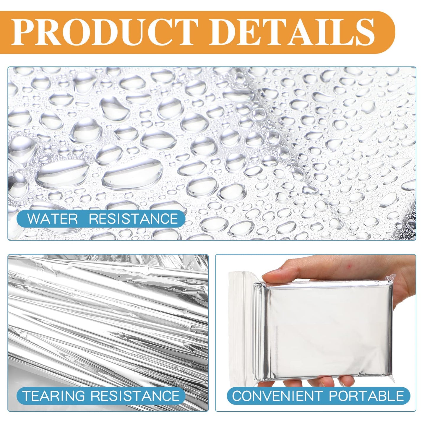 Macarrie 200 Pieces Emergency Blanket Bulk - Survival Thermal Silver Foil Reflective Blankets Set Pack for Outdoors Shelter Space, Camping, Hiking, First Aid Supplies, Homeless Donations