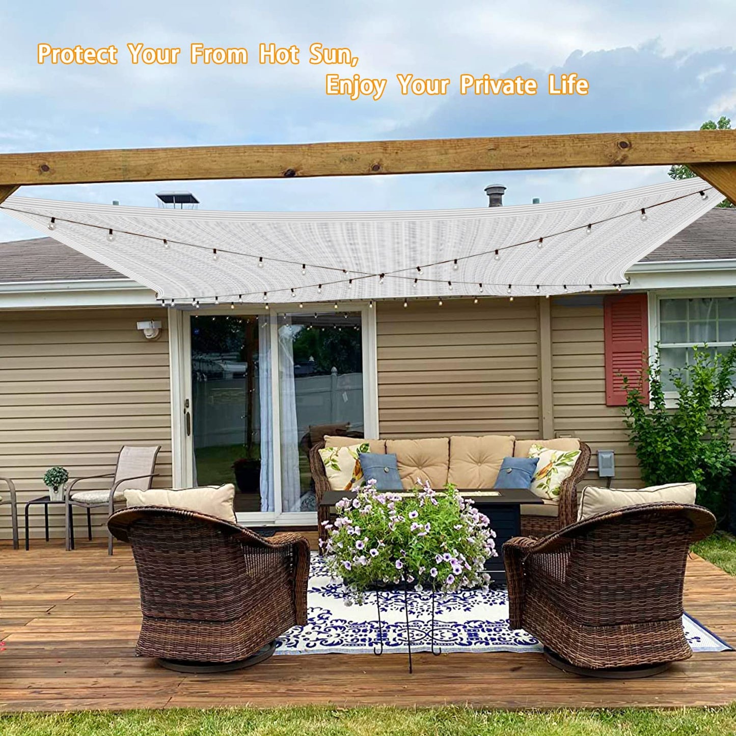 Shade Cloth - 80% Garden Shade Cloth, Mesh Tarp - for Greenhouse Plants Patio Sun Shade - for Cars Pergola Chicken Coops Dogs with Grommets Outdoor, Durable Shade Covers