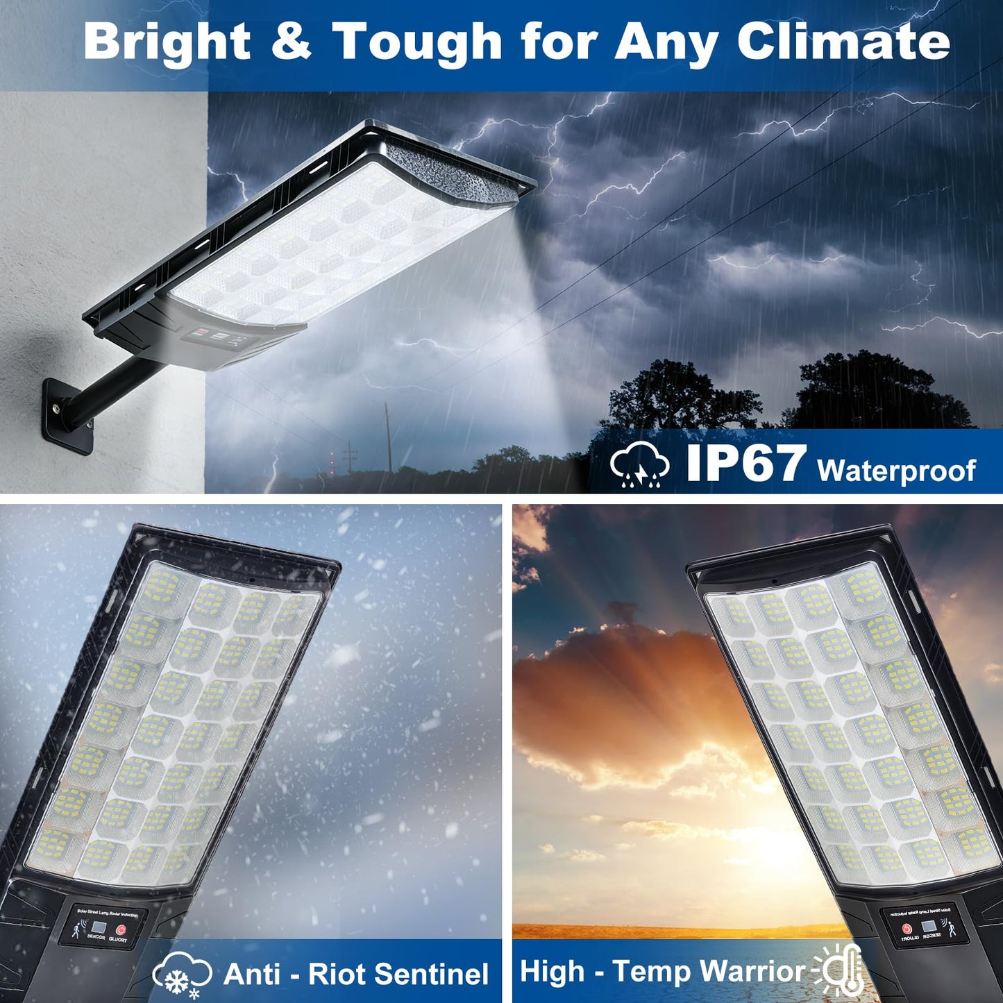 PCYIS Solar Street Lights Outdoor, 4-Pack 45000LM, Dusk to Dawn Motion Sensor Light with Remote, 7500K LED Solar Flood Light, IP67 Waterproof Wall Mount Security Light for Yard, Garage, Driveway