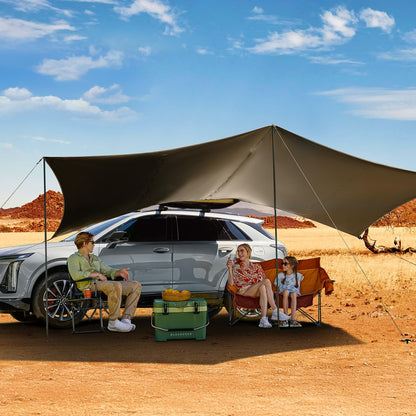 TIMBER RIDGE 19x9.8ft Retractable Car Awning with Blackout Coating, 186ft² Roof Rack Pull-Out Sun Shade Overland Camping, UPF50+ Waterproof Sun Shelter for Vehicle/Truck/Jeep/SUV/Van Grey