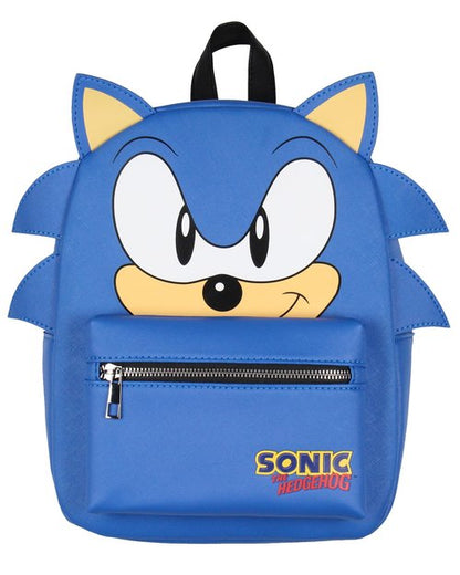 Bioworld Sonic The Hedgehog Character with 3-D Ears and Quills Mini Faux Leather Backpack For Men and Women 13"