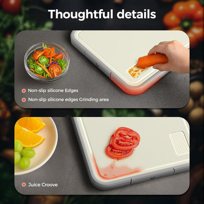 Sumzzz Stainless Steel Cutting Board - 2-in-1 Double-Sided Chopping Board, Dishwasher Safe, Large 16”×11”