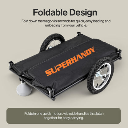 SuperHandy Foldable Wagon - Lightweight, 155 lbs Capacity, Tool-Free Assembly, Compatible with GUT112/GUT140/GUT142 SuperHandy/G Mobility Scooters
