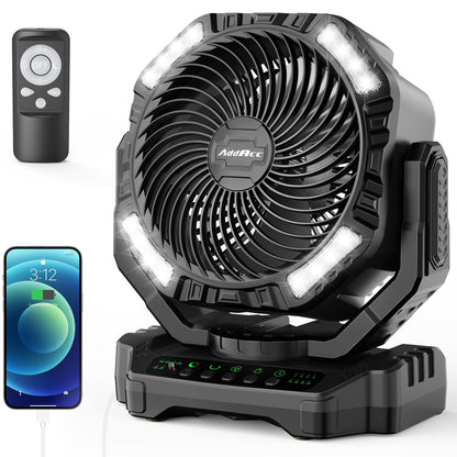 40000mAh Battery Operated Camping Fan, Rechargeable Fan High Velocity, Portable Fan With Remote & Timer - Battery Powered Fan for Car Travel RV Camping Gear Hurricane Emergency Power Outage Essentials