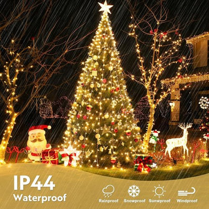 JMEXSUSS 400 LED Christmas Lights Indoor Outdoor, 132 ft Warm White String Lights Plug in with Remote, 8 Modes Twinkle Christmas Tree Lights for Bedroom Outside Patio Home Party Xmas Holiday Decor