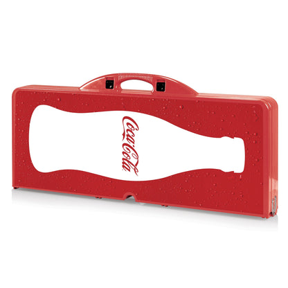 Picnic TIME Coca-Cola Bottle Folding Picnic Table with Seats, Collapsible Aluminum Table and Bench Set with Umbrella Hole, Lightweight Portable Table for Camping, Travel, Tailgating, Backyard, (Red)