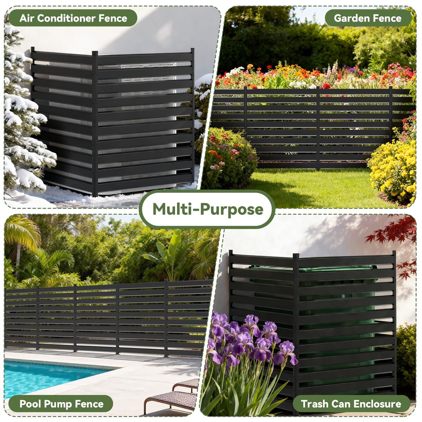 42" H x 38" W (2 Panels) Air Conditioner Fence Screen, Outdoor Privacy Screen Panels, Decorative Garden Fences for Hiding AC Units & Trash Cans, Patio Balcony Garden Decor