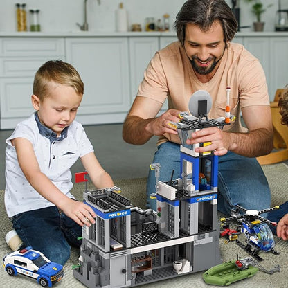 City Police Prison Island Building Blocks Set Police Station Building Toy Kit with Police Car Drone Helicopter Boats Best Preschool Toys Gift for Kids Boys and Girls Aged 6+ (946 Pieces)