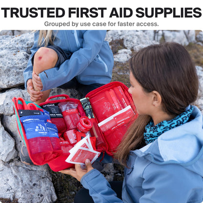 SurviveX Large First Aid Kit for Car, Travel & Home - Emergency Kit for Hiking, Camping, Backpacking and Outdoors - Includes Zip Stitch Wound Closure Strips
