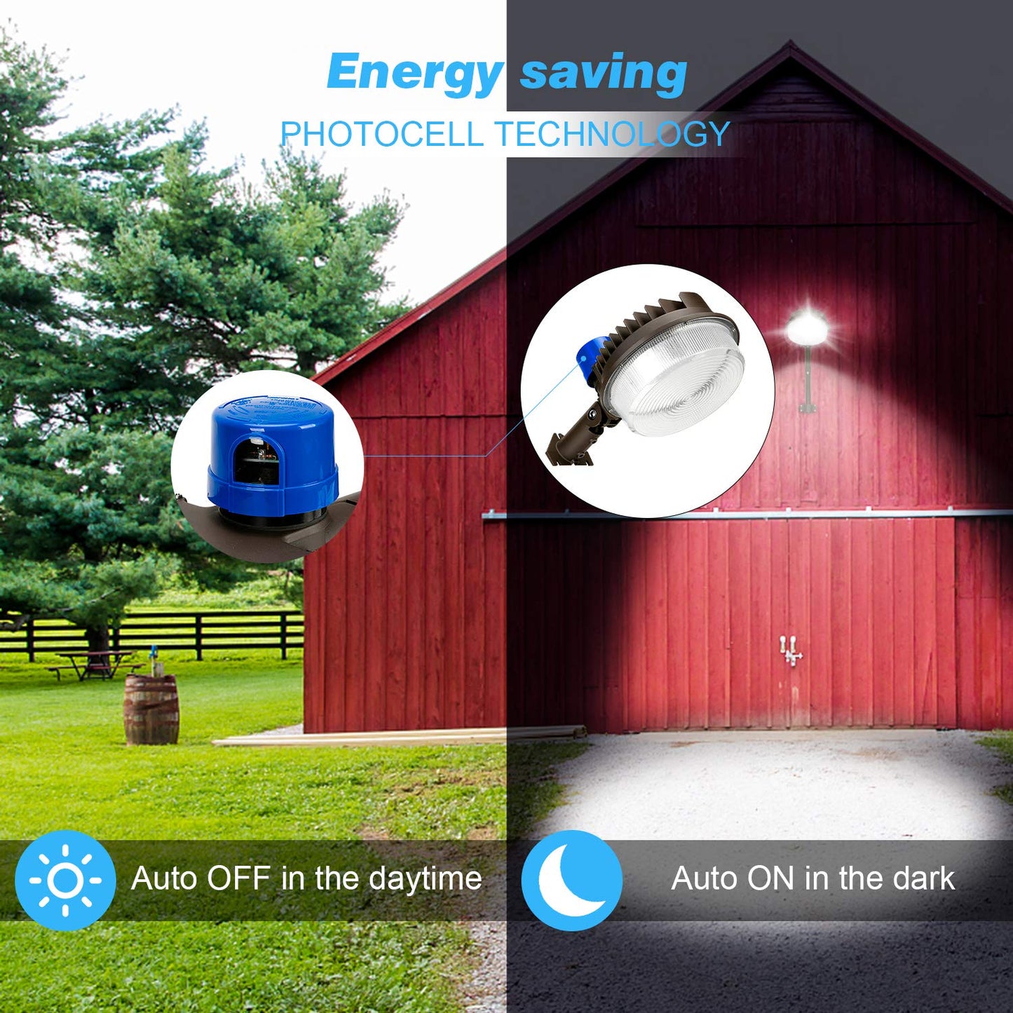 Juyace 2-Pack 18000LM LED Barn Lights, 120W 5000K Each, Dusk to Dawn Outdoor Security Area Lights with Photocells, IP65 Waterproof Adjustable Shoebox Flood Light for Farm Yard Pole Wall Mount