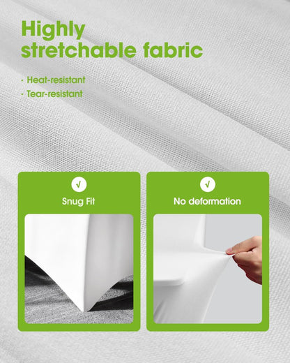 Pureegg Spandex Tablecloth 6ft - 10 Pack, Fitted and Tight Cloth for Rectangle Table, Wrinkle-Free and Stretch Table Cover for Party, Wedding, Banquet and Birthday, White