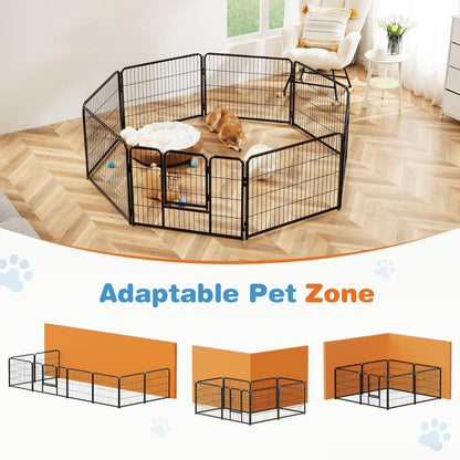40” Heavy Duty 8-Panel Metal Pet Playpen | Indoor/Outdoor Dog Exercise Pen with Door – for Puppies, Small to Large Dogs, Rabbits | Ideal for Camping, Yard & Garden Use