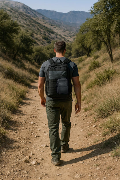 MERET Personal Response Pack | Bag with Modular Organizer, MOLLE Panel, Durable Material, Travel, Hiking, Camping, Preparedness | Medium, Black | Empty Bag