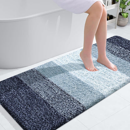 OLANLY Large Bath Rugs - Extra Soft Microfiber, Quick Dry & Washable | 54x24, Airy Blue