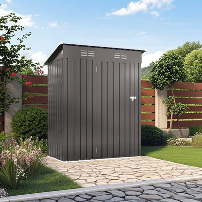 YOPTO 5X3 FT Sheds & Outdoor Storage,Metal Waterproof Tool Sheds with Pitched Roof and Lockable Door,Backyard House Buildings w/Vents,for Garden Sundries Sundries Bike,Gray