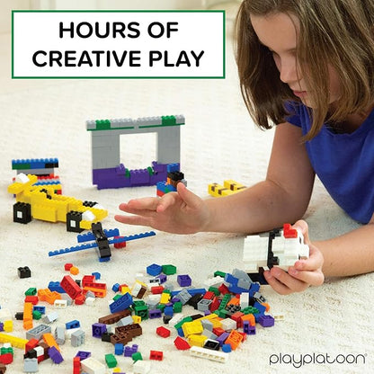 Play Platoon 6 Pound Bulk Building Bricks Set- 10 Classic Colors Bulk Building Blocks Play Set Generic Brick Parts for Boys and Girls Classic