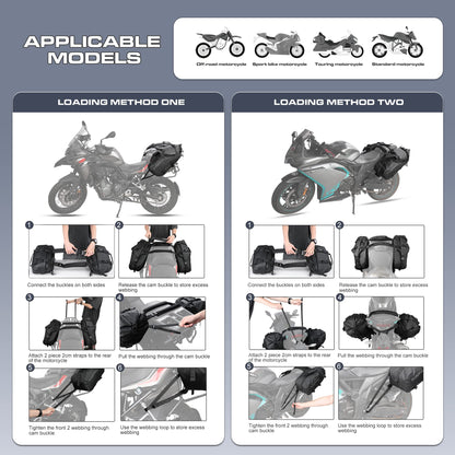 Rhinowalk Motorcycle Saddlebags 28L(14L*2) Waterproof Motorbike Side Bags, Travel Luggage Panniers with Shoulder Strap for Adventure & Sport Motorcycle Racks, 1 Pair