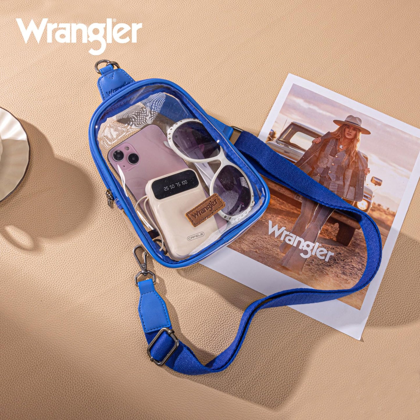 Wrangler Crossbody Clear Sling Bags for Women Stadium Approved Cross Body Purse for Sports Events Concerts