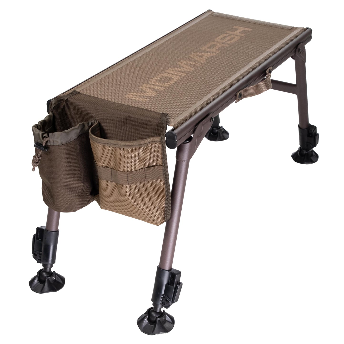 Momarsh Lightweight Adjustable Mobile Bench Seat | Weather-Proof Bench Seat with Breathable, Quick Dry Mesh, Removable Pocket, Drink Holder, and Adjustable Carry Strap | Must Have Hunting Gear