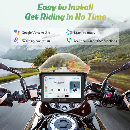 Carpuride W502 Motorcycle GPS Wireless Portable Carplay/Android Auto Waterproof Car Stereo, 5" IPS Touch Screen with Dual Bluetooth, Navigation/Siri/G00gle Assistant for Motorbike