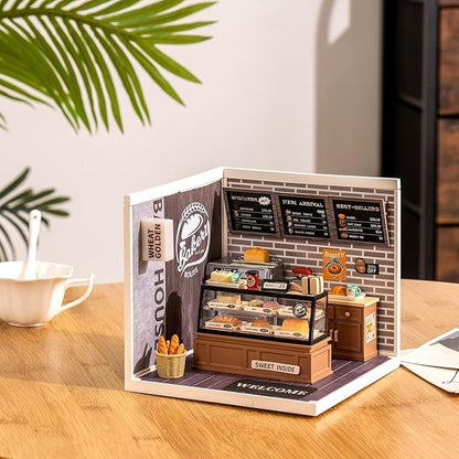 Rolife LED Building Blocks for Adults1:24 Toy Building SetsModel Building KitsDIY Miniature Dollhouse Kits for AdultsHobbies for Women Men (1.Golden Wheat Bakery)