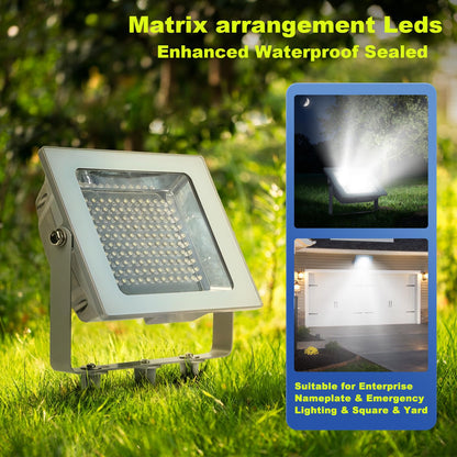 SUNLONG Indoor/Outdoor Lighting Bundle - Rechargeable Clip-On Reading Light with 3 Color Modes + Solar Flood Security Light with 16.4Ft Cable, Waterproof LED Lights for Bedroom, Desk, Yard, Courtyard