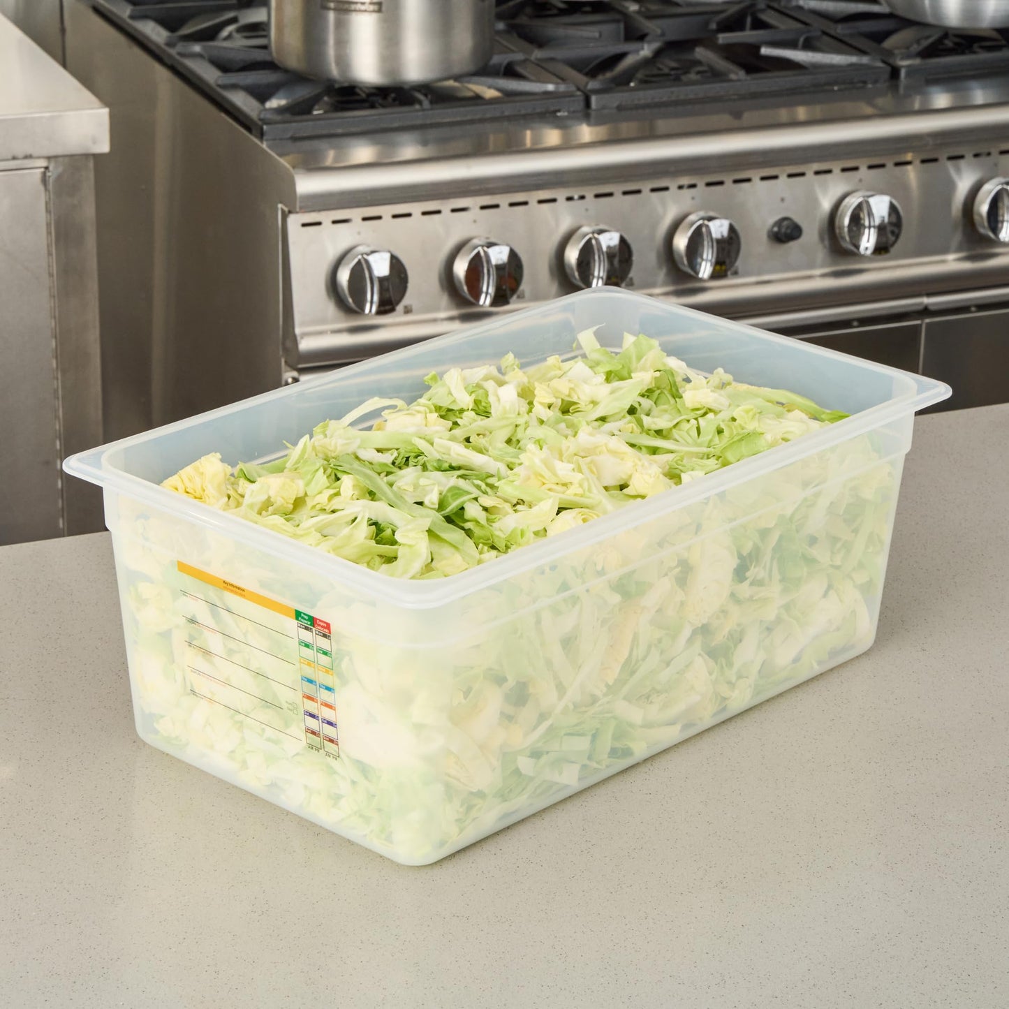 Restaurantware Food Storage Container 10 Pack of 20.7 x 12.6 x 7.8 Inches Plastic Stackable Storage Box White Reusable Label Container Dishwasher Safe For Restaurants And Kitchens