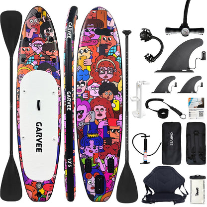 Inflatable Stand Up Paddle Board, 10'6" Wide Stable Paddle Boards for Adults, Includes Paddle, Seat, Fast-Electric Pump, Hand Pump, Action Sports Camera Mount, Waterproof Phone Case & Carry Bag
